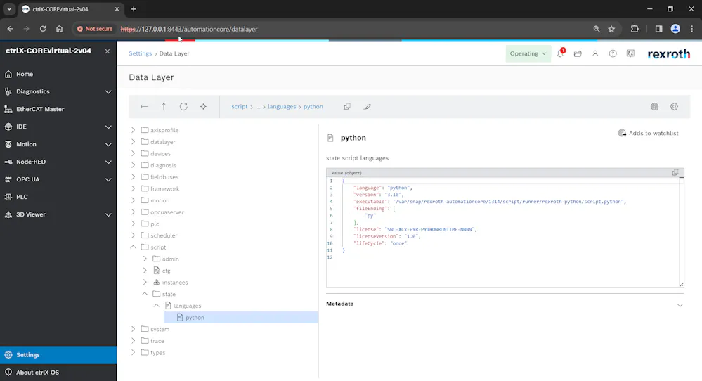 ctrlX AUTOMATION - Python Runtime - Which version?