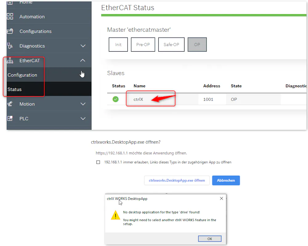 ctrlX DRIVE Engineering 1.06 (1.6.1) start automatically instead of 1.04