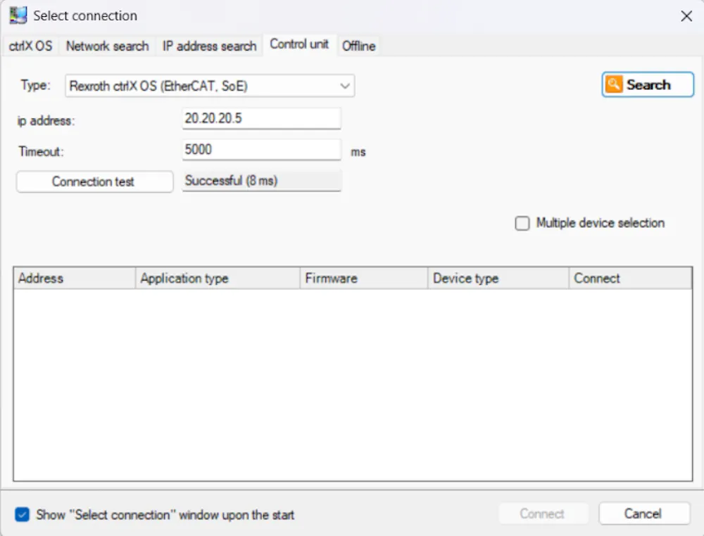 ctrlX DRIVE connection via ctrlX CORE not working
