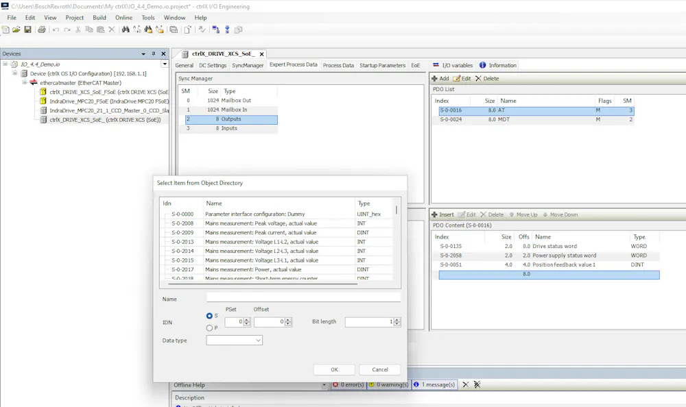 IO Engineering 4.4.0 incomplete Expert Process Data selection