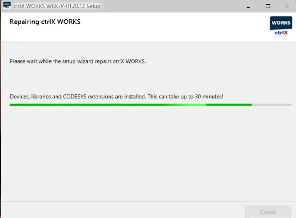 Problems with installation ctrlX WORKS 1.20.12