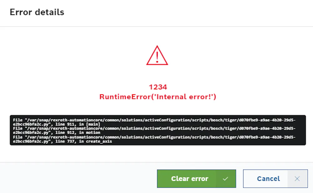 IDE app - error 1234 when motion is initialized