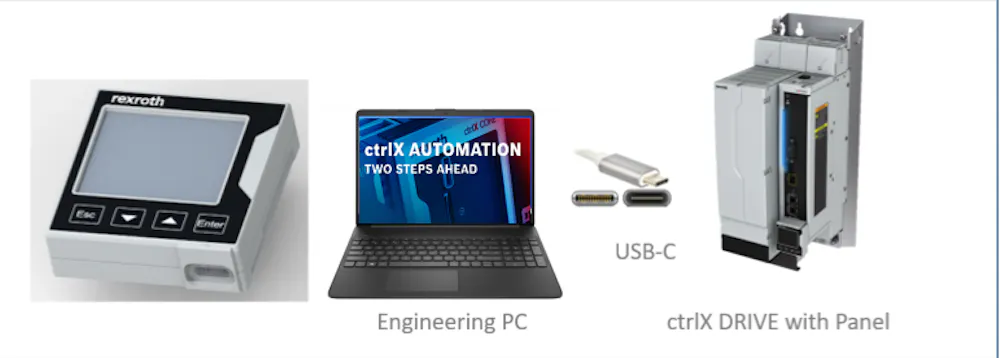 Establish connection to ctrlX DRIVE (operating panel)