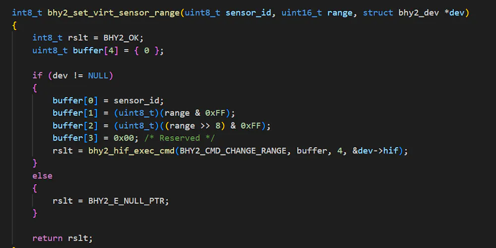 BHI260AP Modify Dynamic Range of Accelerometer