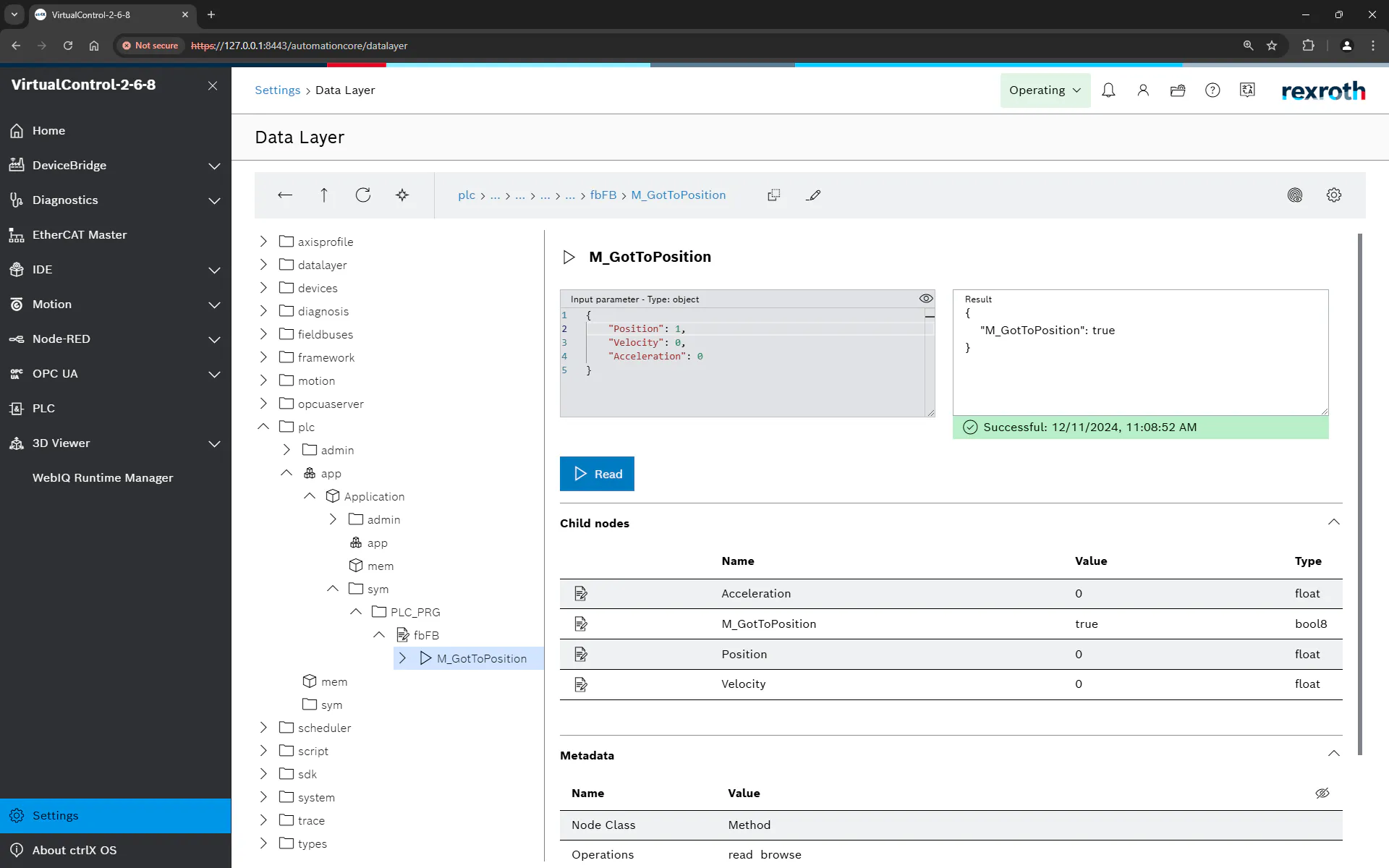 IEC 61131-3 OO Method from node-red via Data Layer