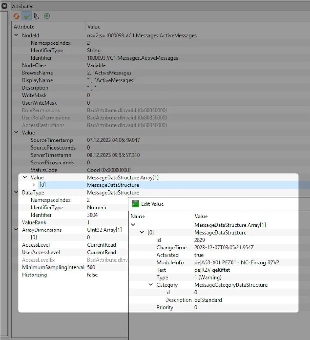 Access MessageDataStructure Array within Data Layer?