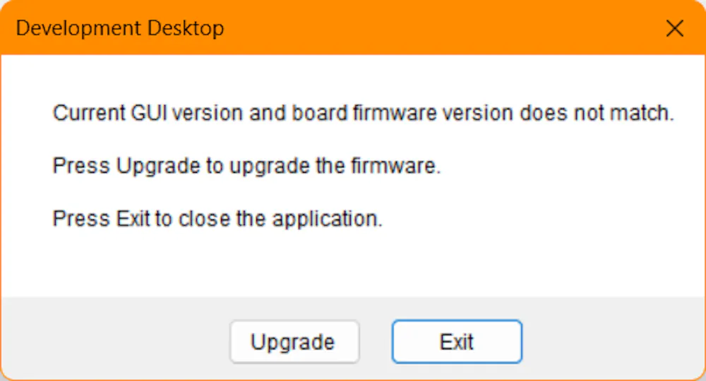 Development Desktop failed to update firmware