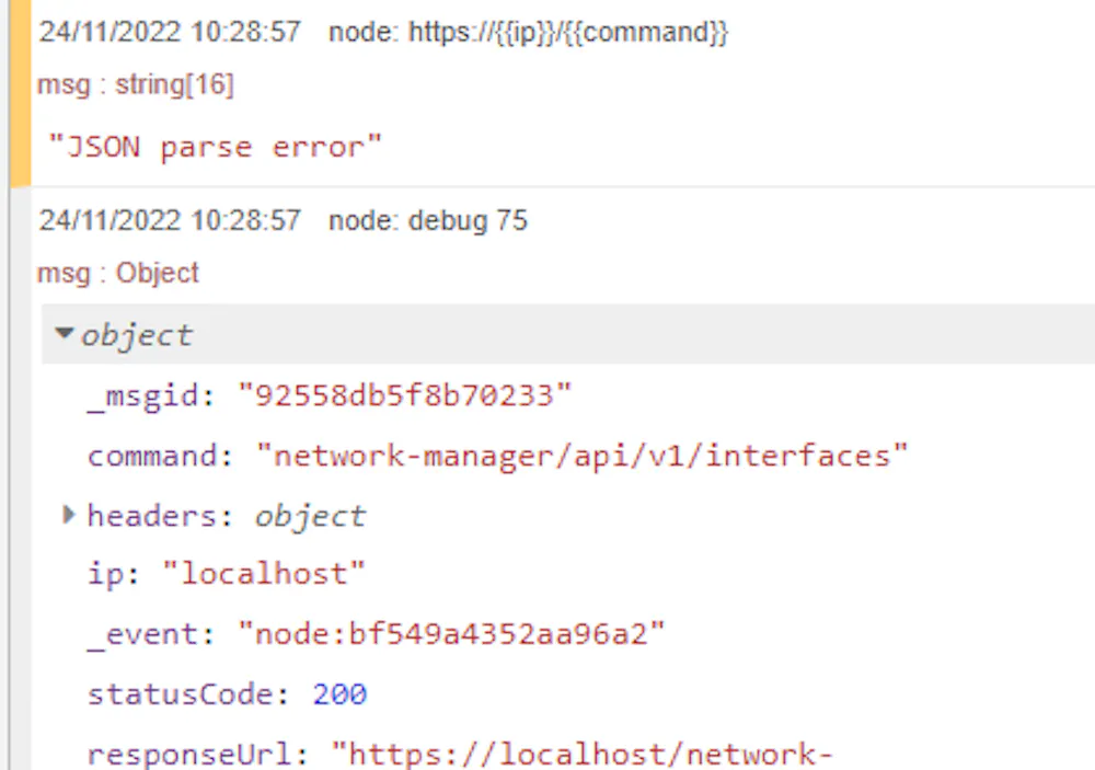 JSON pars error for https://{{ip}}/{{command}}
