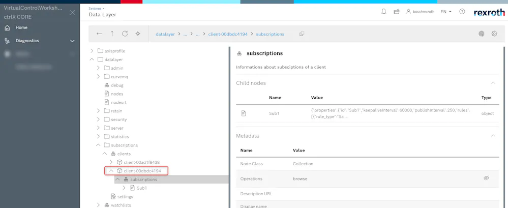 ClientName parameter for data layer subscription information API