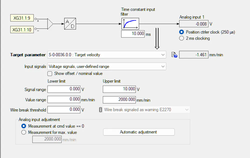 CtrlX Drive - Analog input deadband