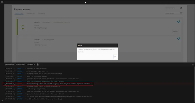 Error on updating a custom widget and conflicts in uninstalled custom ...