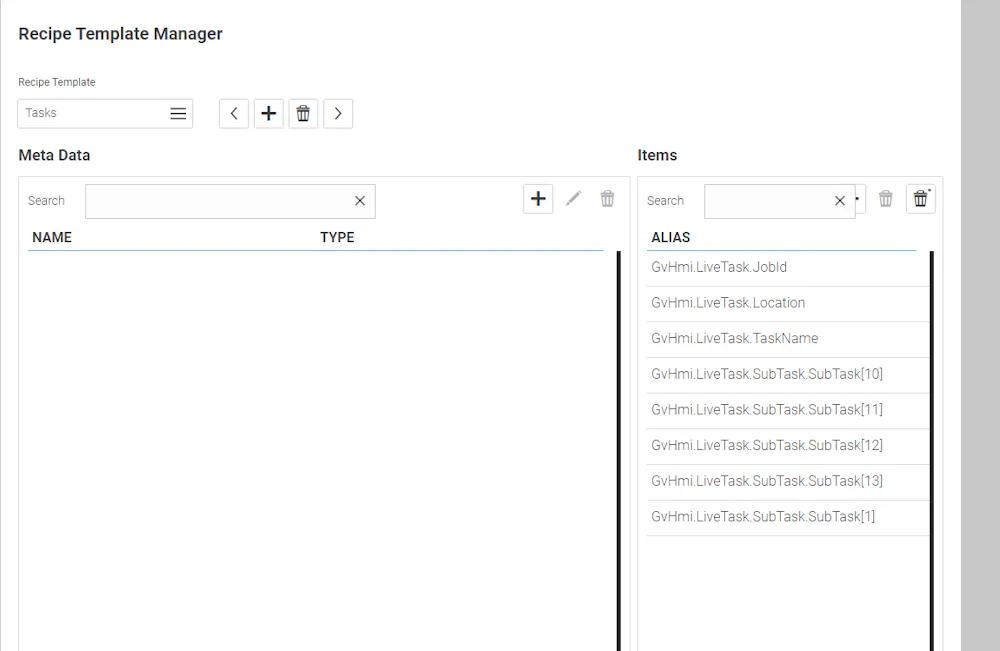 Recipe template manager queries, please.
