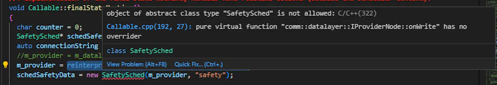 Pure virtual function has no overrider