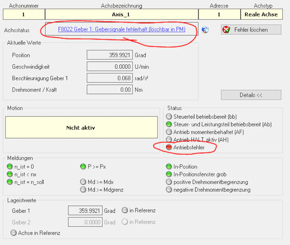 No error feedback of drive failure F8022