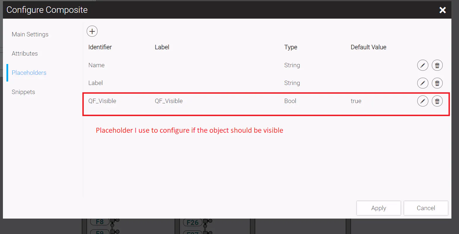 Make objects visible/invisible in composite
