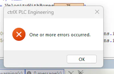 PLC project save error