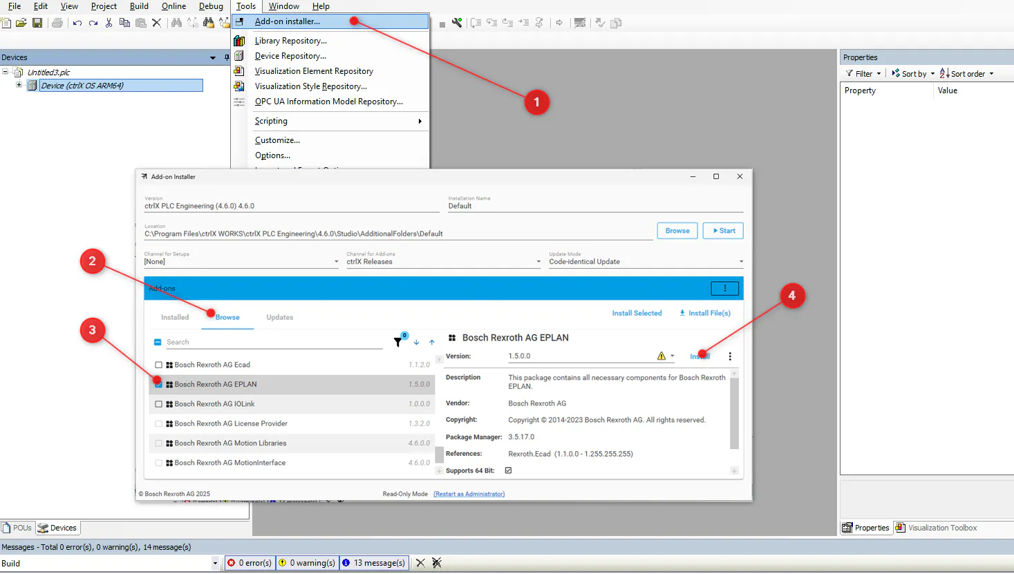Add-on Installer in ctrlX IO Engineering