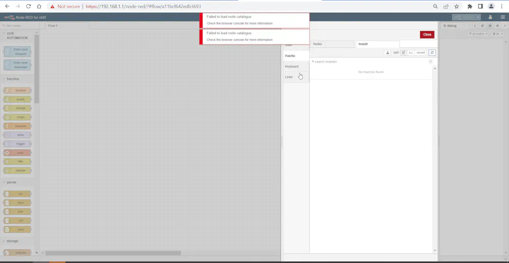 Node-Red unable to install pallete