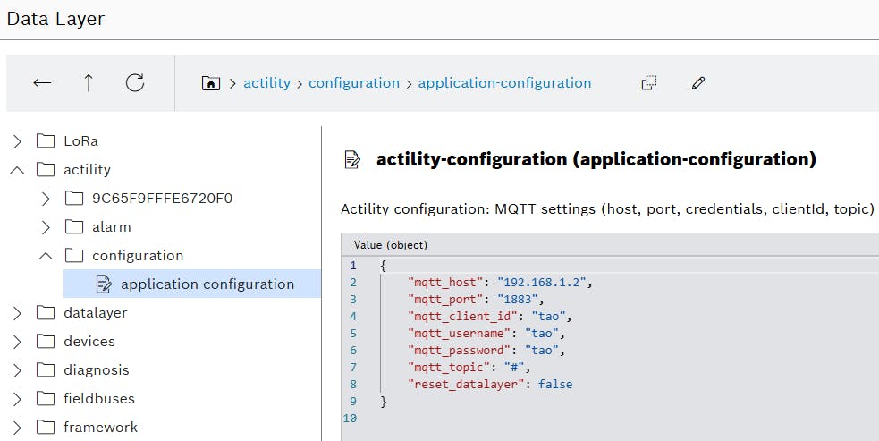 Actility App Configuration